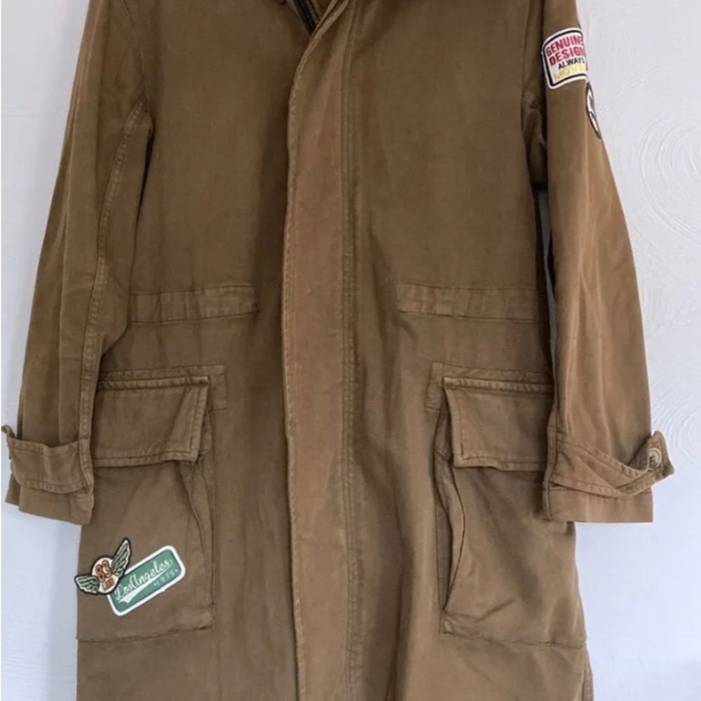 Zara Basic Denim Patch Utility Jacket Midi Zip Up… - image 4